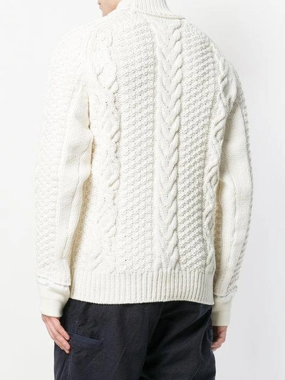 Shop Sacai Cable-knit Jumper - White