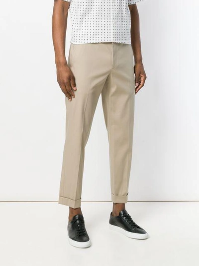 Shop Theory Tapered Trousers In Neutrals