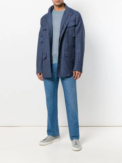 Shop Brioni Fitted Cargo Jacket In Blue