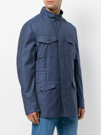Shop Brioni Fitted Cargo Jacket In Blue