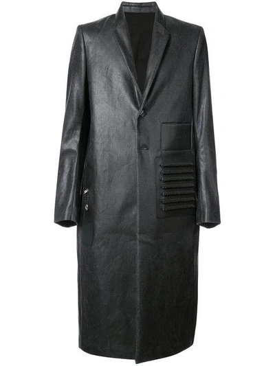 Shop Rick Owens Wet Look Coat In Black