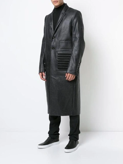 Shop Rick Owens Wet Look Coat In Black