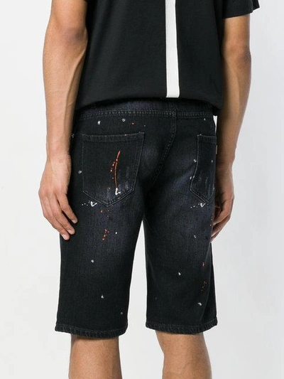 Shop Les Hommes Urban Paint Splash Denim Shorts