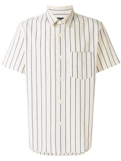 Shop Apc Striped Button Shirt In Neutrals