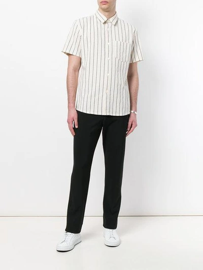 Shop Apc Striped Button Shirt In Neutrals