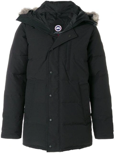 Shop Canada Goose Hooded Padded Jacket In Black