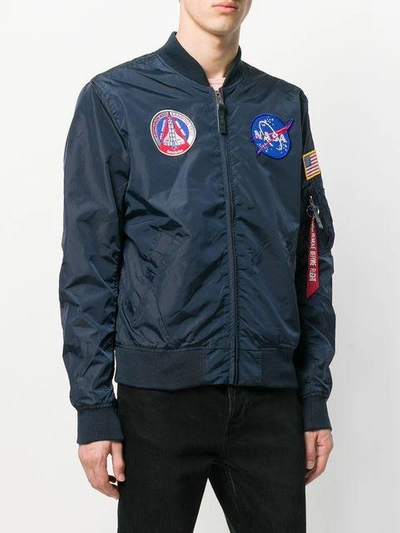 Shop Alpha Industries Nasa Patch Bomber Jacket In Blue