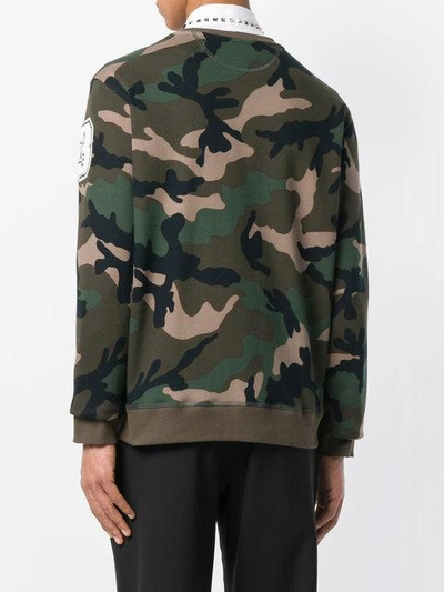 Shop Valentino Logo Patch Camouflage Sweatshirt In Green