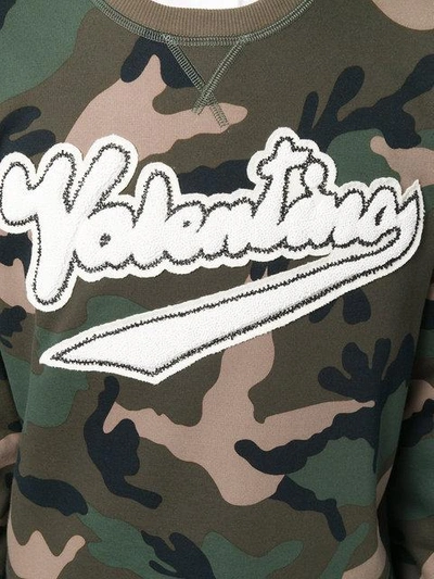 Shop Valentino Logo Patch Camouflage Sweatshirt In Green