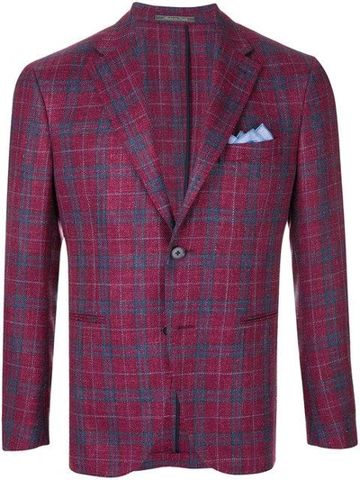 Shop Cantarelli Plaid Fitted Jacket In Pink & Purple