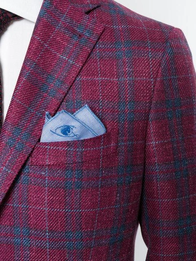 Shop Cantarelli Plaid Fitted Jacket In Pink & Purple