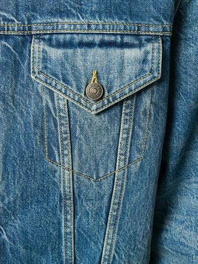 Shop Gucci Embroidered Denim Jacket In Blue