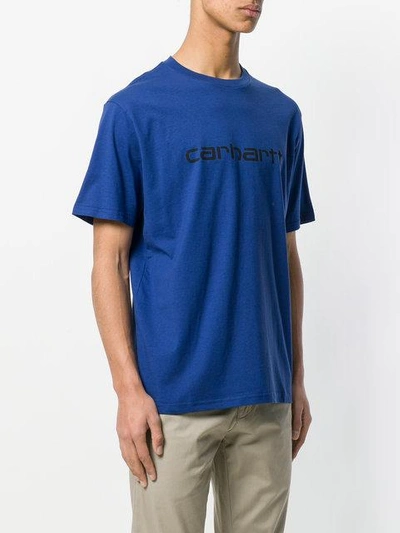 Shop Carhartt Logo Patch T-shirt In Blue