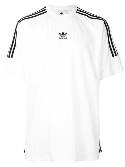 Shop Adidas Originals Adidas  3 Stripes Jacquard Jersey T-shirt - White