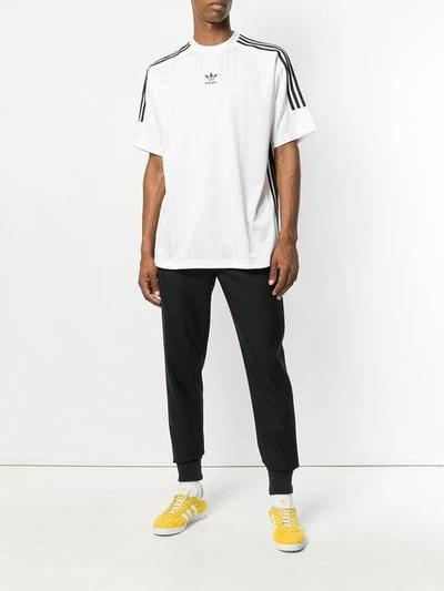 Shop Adidas Originals Adidas  3 Stripes Jacquard Jersey T-shirt - White