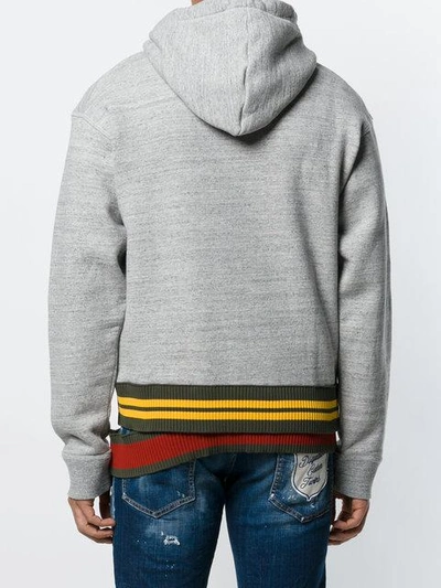 Shop Dsquared2 Patch Hoodie With Double Waistband - Grey