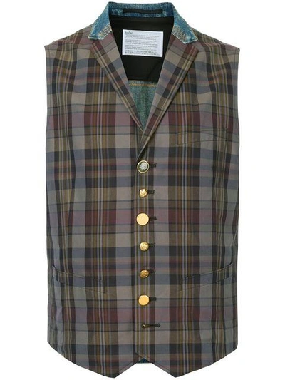 Shop Kolor Double Design Waistcoat In Brown