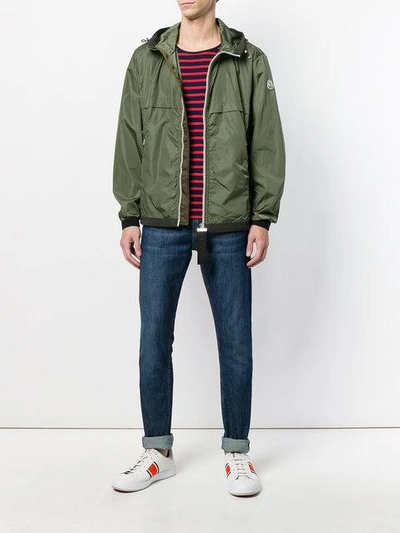 Shop Moncler Zipped Bomber Jacket In Green