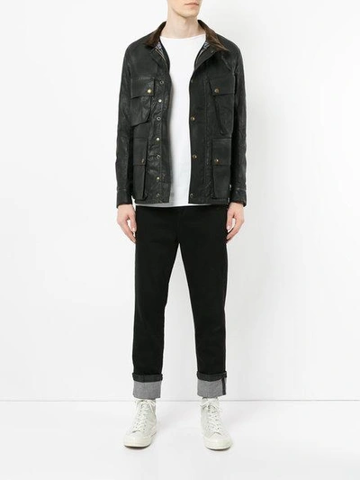 Shop Addict Clothes Japan Waxed Biker Jacket In Black