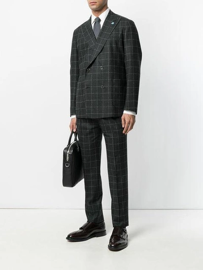 Shop Tombolini Checked Formal Suit In Grey