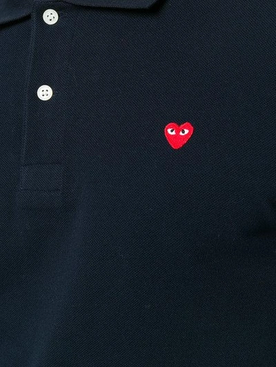 Shop Comme Des Garçons Play Heart Logo Polo Shirt In Blue