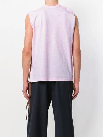 Shop Raf Simons Printed Sleeveless T-shirt - Pink