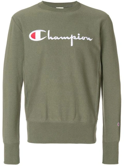 Shop Champion Logo Embroidered Sweatshirt - Green