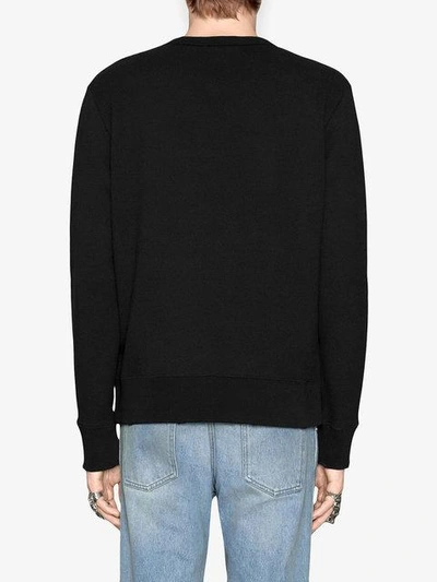 Shop Gucci Cotton Sweatshirt With  Logo In Black