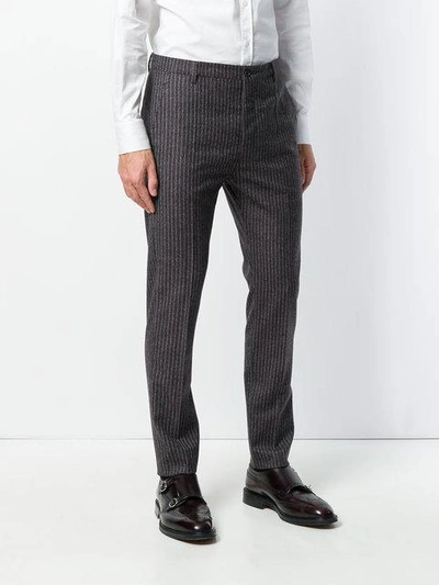 Shop Al Duca D'aosta Striped Tailored Trousers In Brown