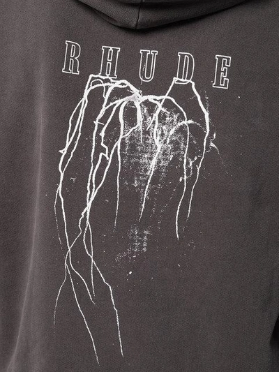Shop Rhude Graphic Sleeve Hoodie In Black