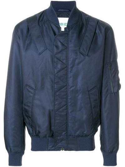 Shop Kenzo Zip Bomber Jacket - Blue