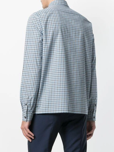 Shop Prada Checked Shirt  In Blue