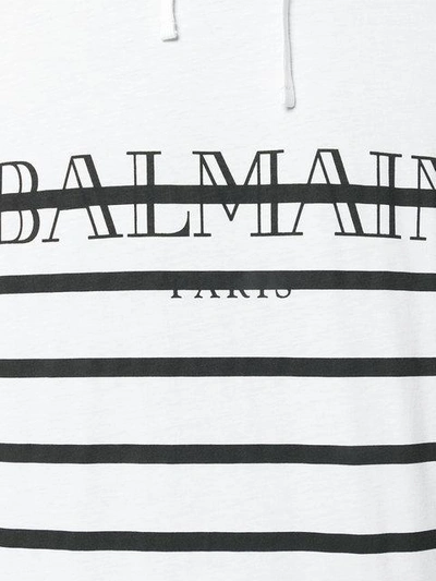 Shop Balmain Striped Logo In White