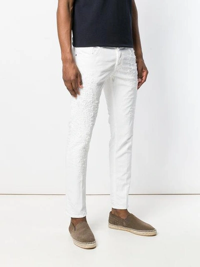 Shop Dondup Distressed Slim Fit Jeans In White
