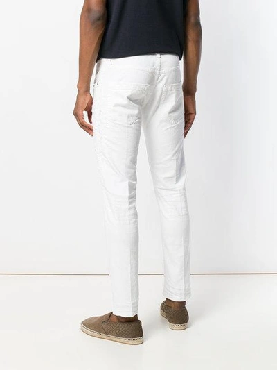 Shop Dondup Distressed Slim Fit Jeans In White