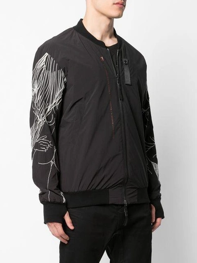 Shop 11 By Boris Bidjan Saberi Embroidered Bomber Jacket In Black