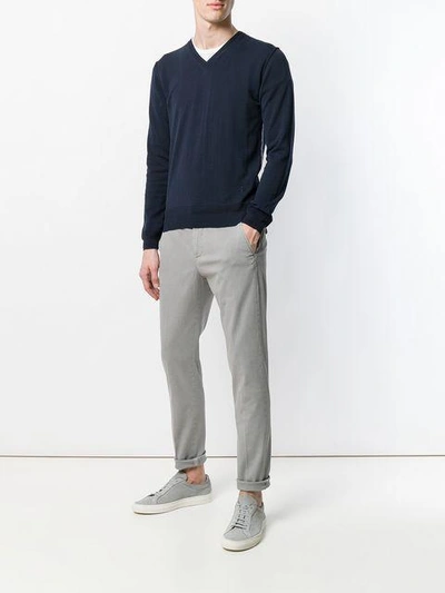 Shop Dondup Classic Slim Chinos In Grey