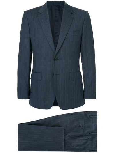 Shop Gieves & Hawkes Two Piece Pinstripe Suit In Blue