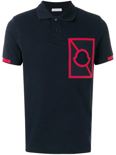 Shop Moncler X Craig Green Chest Logo Polo Shirt - Blue