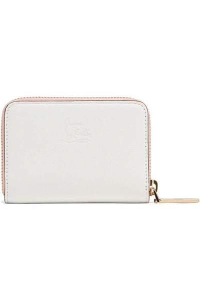 Shop Christian Louboutin Panettone Spiked Textured-leather Wallet In White