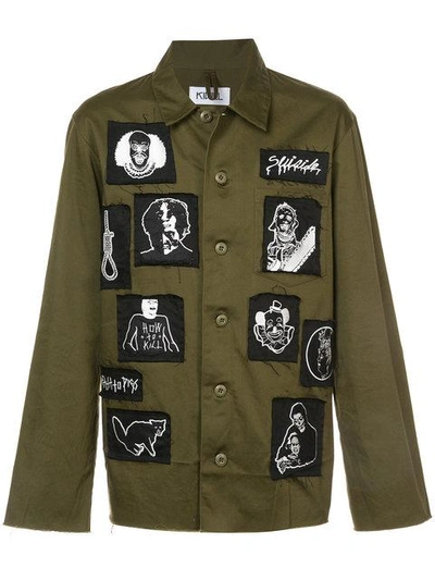 Shop Kidill Patch Military Jacket In Green