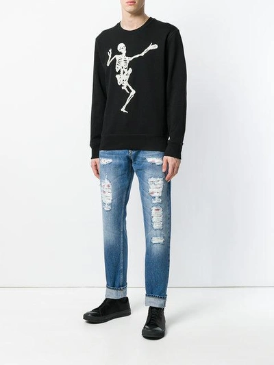 Shop Alexander Mcqueen Distressed Folk Embroidery Jeans In Blue