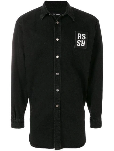 Shop Raf Simons Logo Denim Shirt