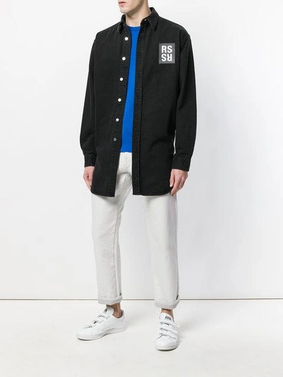 Shop Raf Simons Logo Denim Shirt