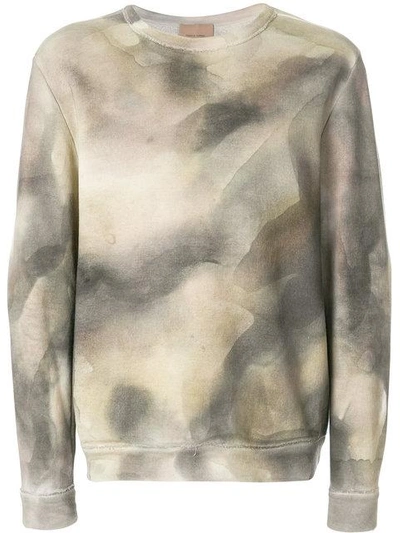Shop Federico Curradi Watercolour Print Crewneck Sweater - Nude & Neutrals