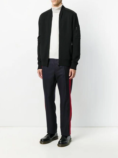 Shop Neil Barrett Varsity Cardigan In Black