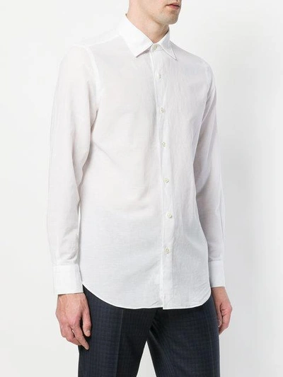 Shop Finamore Napoli Long Sleeved Shirt In White