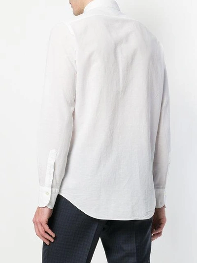 Shop Finamore Napoli Long Sleeved Shirt In White