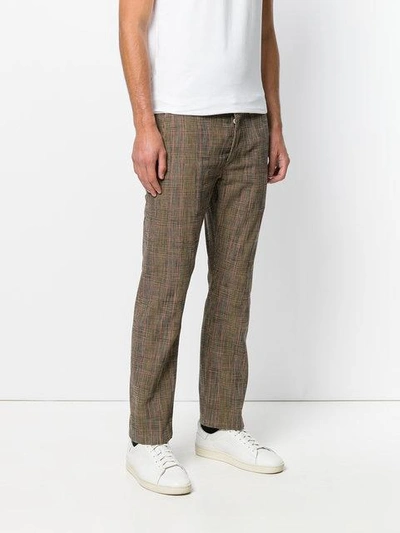 Shop Fortela Checked Tailored Pants In Brown