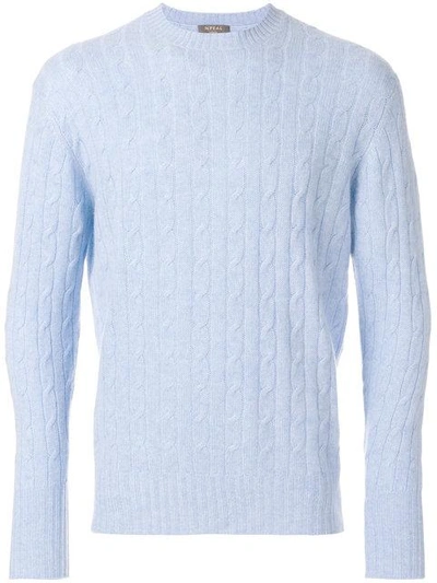 Shop N•peal Thames Cable Knit Sweater In Blue